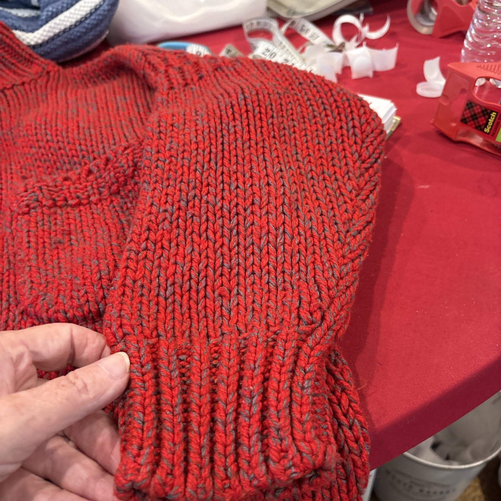 VTG FABE Pullover Sweater Warm Chunky Knit 80’s FASHION Red Gray White S / M *