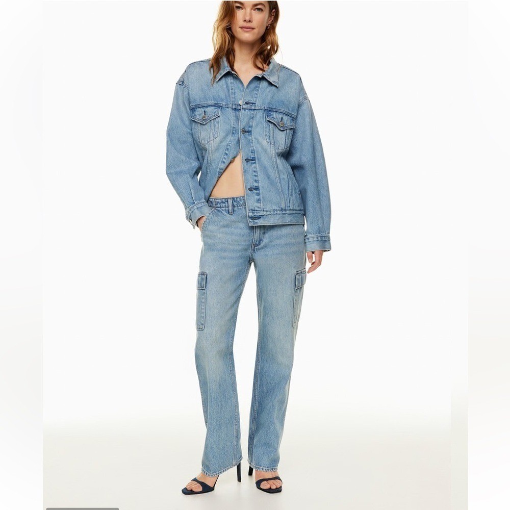 Denim Forum The ’90s Edie Lo-rise Cargo Jean in 7 Yrs Pctr Ths Bleu Size 24 NWOT