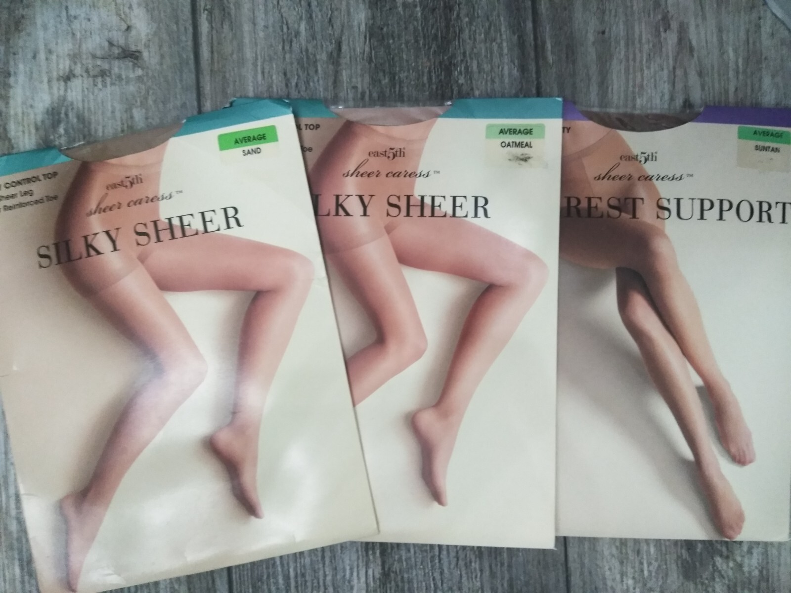 JCPENNEY EAST 5th SATINY CONTROL TOP PANTY HOSE AVERAGE SAND, OATMEAL, SUNTAN