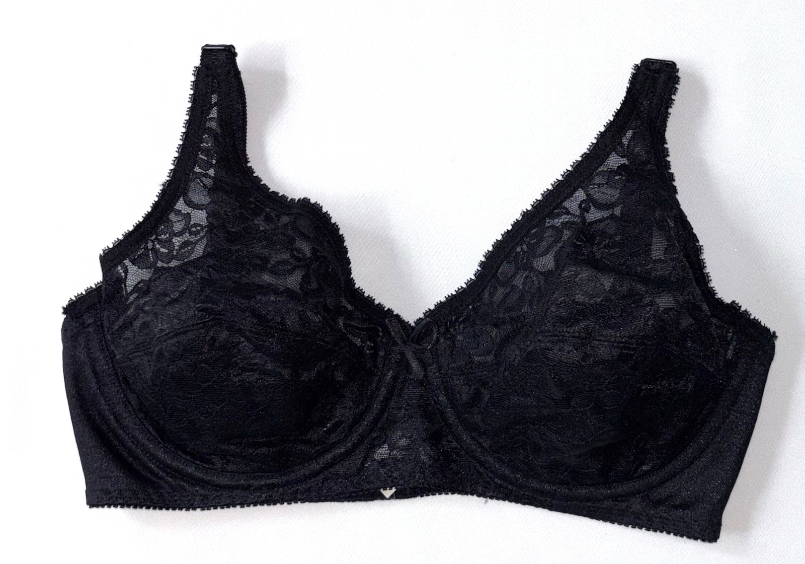 VTG JC PENNEY Adonna Size 34C All Lace Black Balconette Bra- Adj. Straps Wired