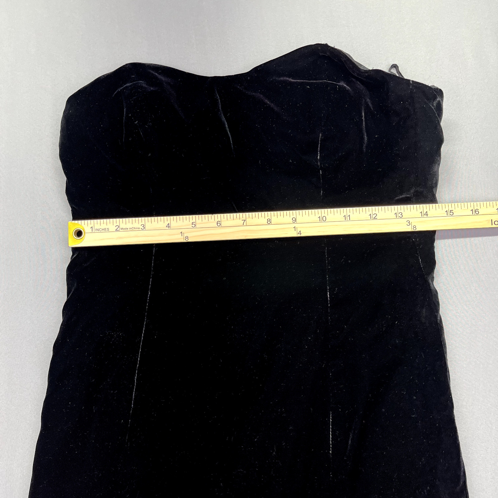 VTG Anthony Norman Black Velvet Strapless Dress Cottagecore Whimsygoth Sz M/L