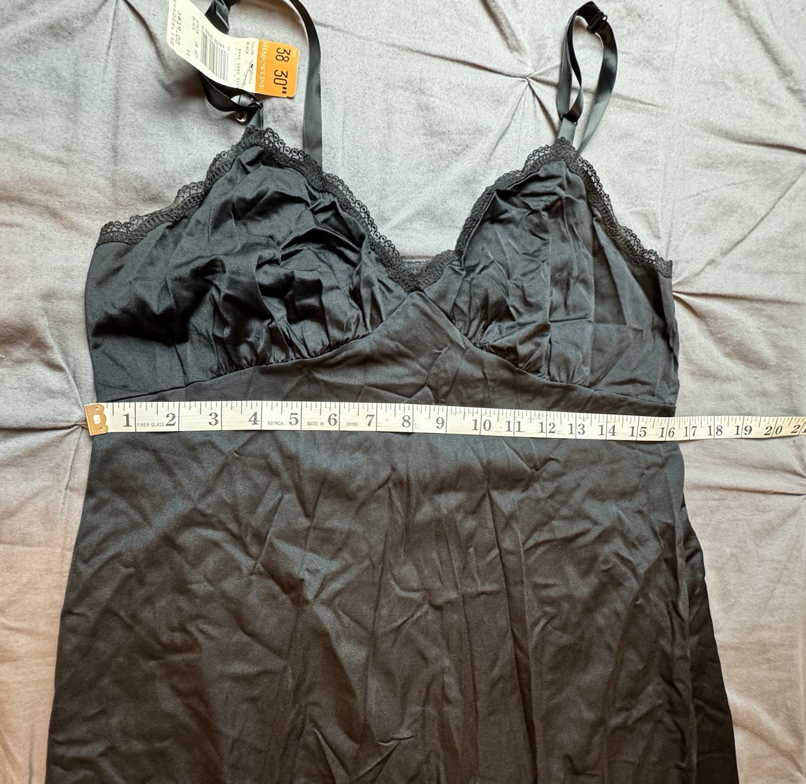 VTG Shadowline Women’s Full Length Black Slip Size 38 X 30” Long Original Tags