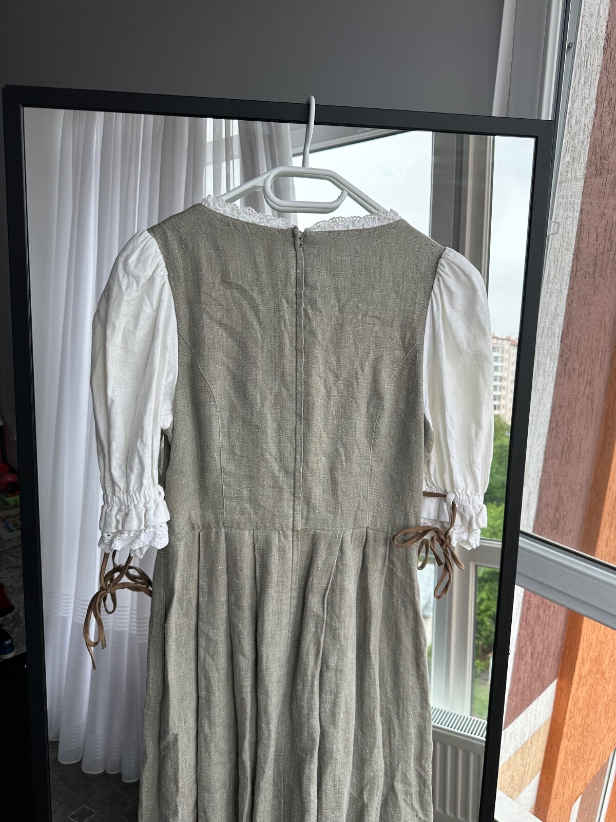 Vintage Hammerschmid Bavarian Austria Style Linen Woman Folk Long Dress Sz M