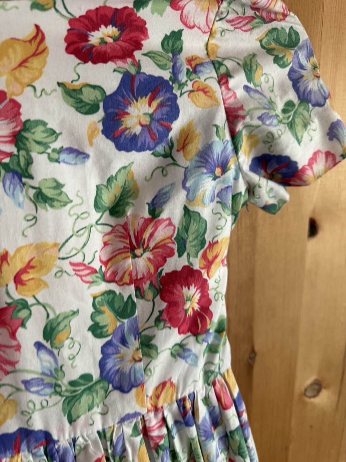 1990s VTG Morning Glory EASTER PRARIE Dress Girls Sz S 7-8? Huge Bow 28/23