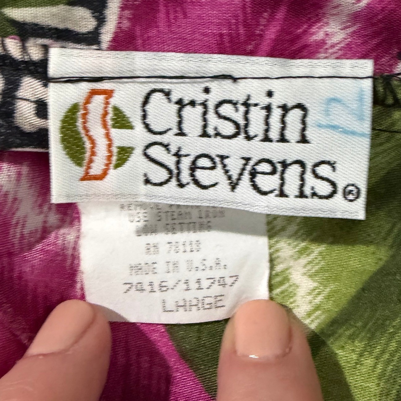 Vintage 90s Cristin Stevens Floral Shorts Bright Tropical Print Elastic Large