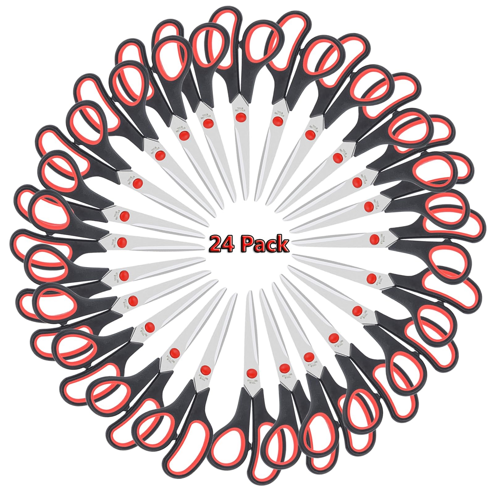 Heavy Duty 8-inch All-Purpose Scissors – 24 Bulk Pack for Office, Home, Craft