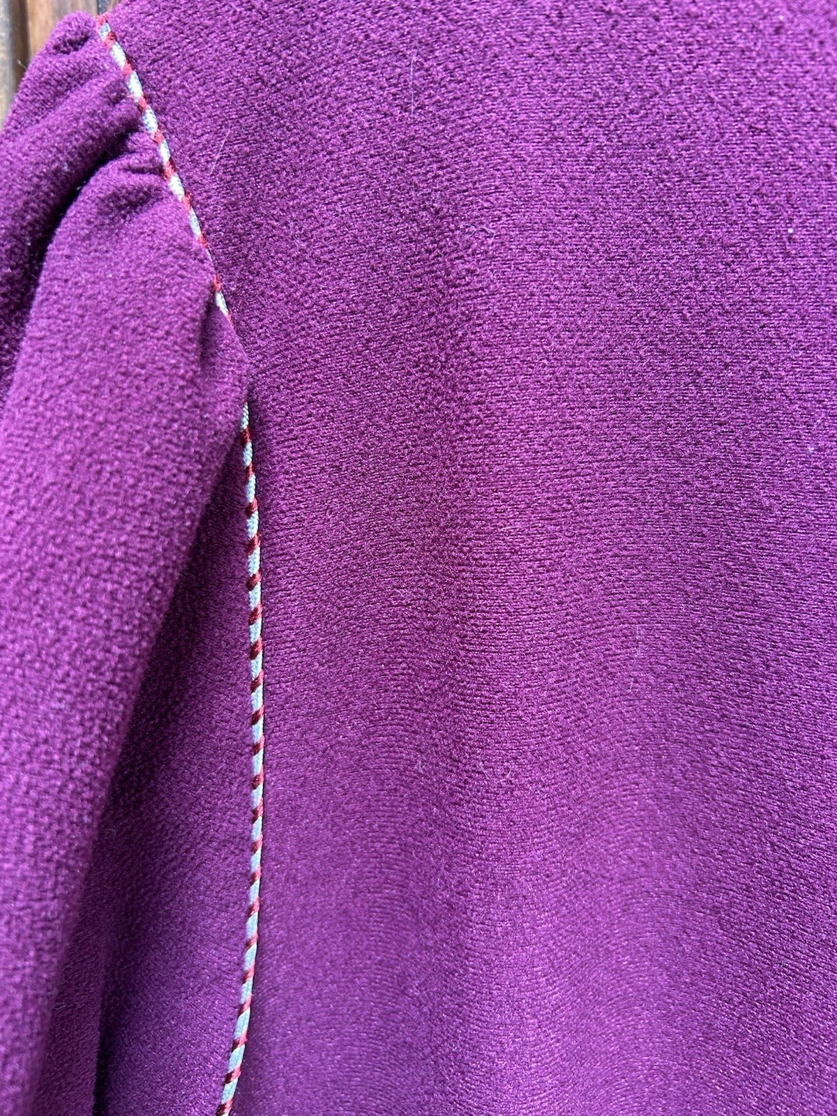 Vanity Fair Vintage Red Plum Velour Fleece Zip Robe Patio Wear Braided Trim XXL