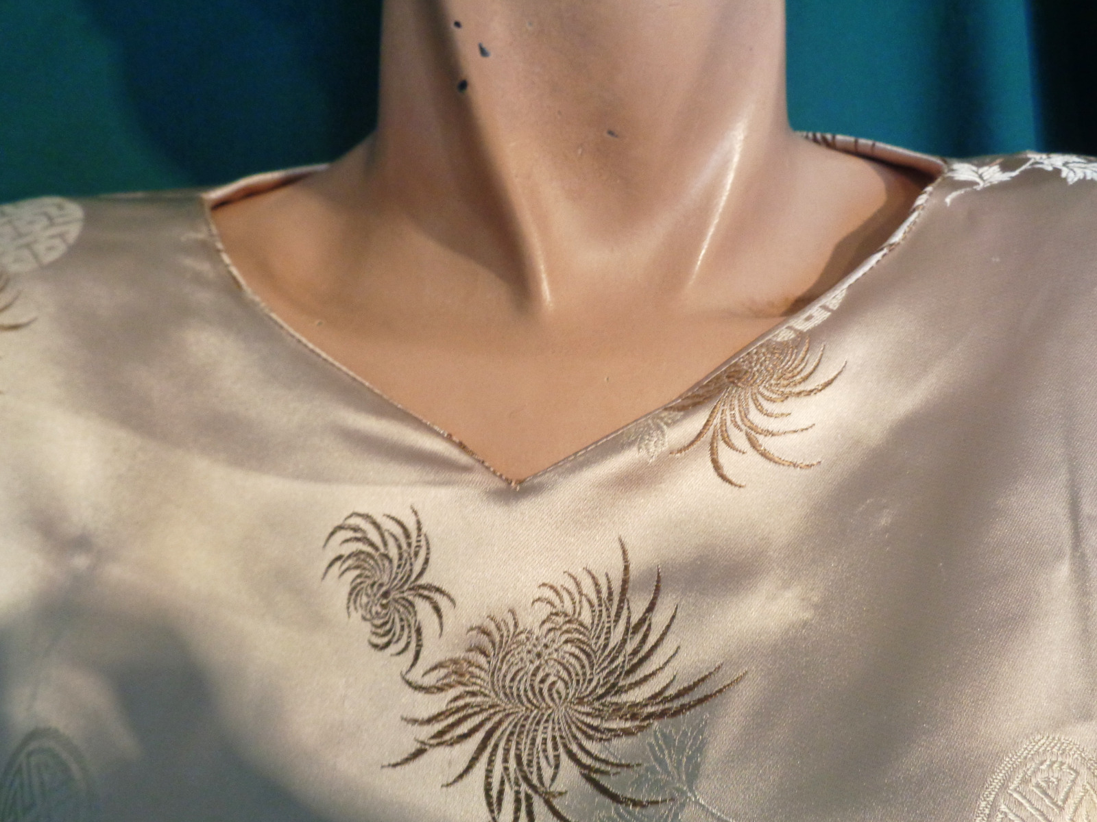 Vintage Tan Satin Brocade Dress and Matching Jacket B36