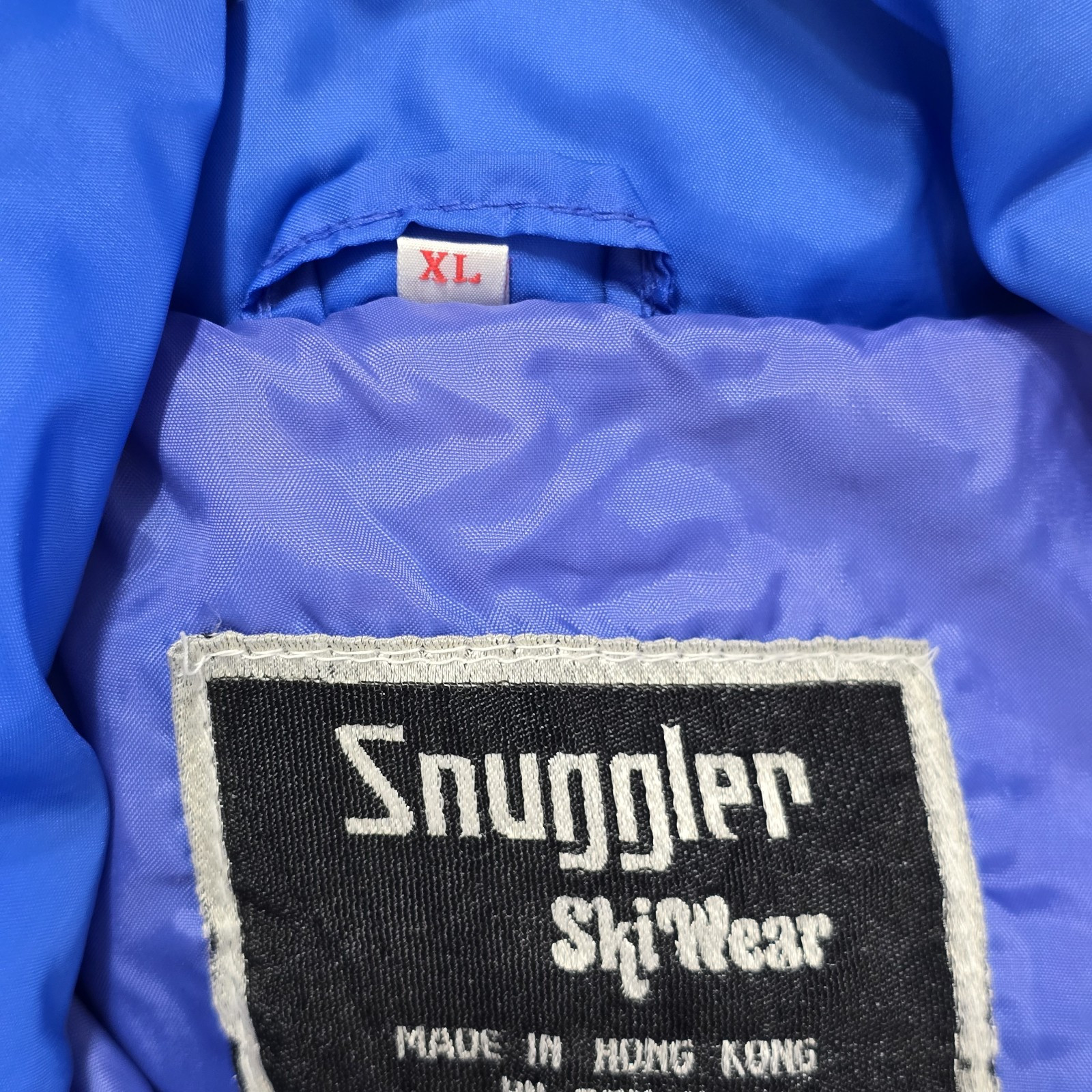 Vintage 80s Snuggler Ski Wear Jacket XL Blue Yellow Red Stripe Retro Colorful