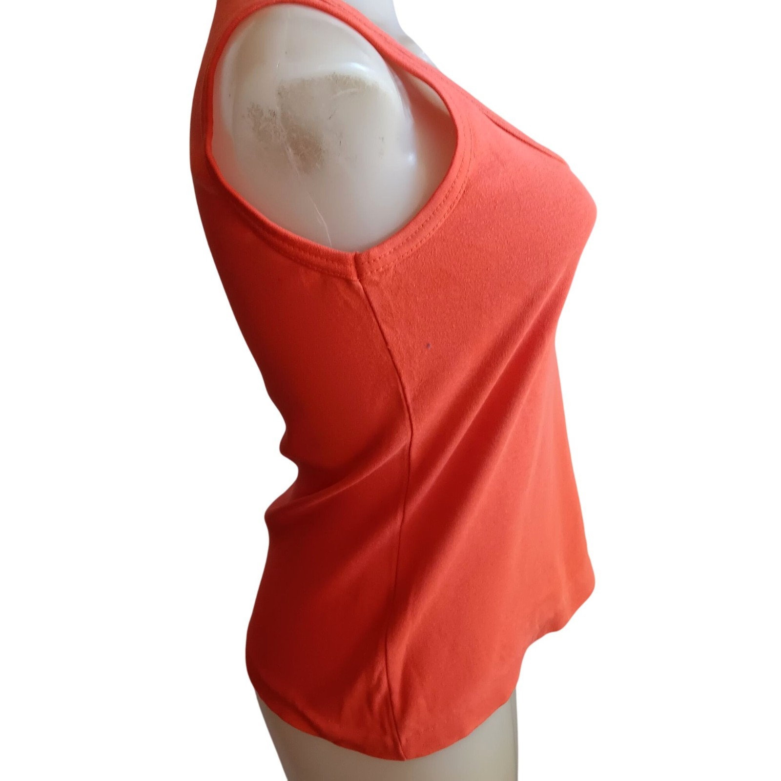 Women’s S/M Single Stitch Vintage Orange Sleeveless Scoop Neck Tank Top 1960’s