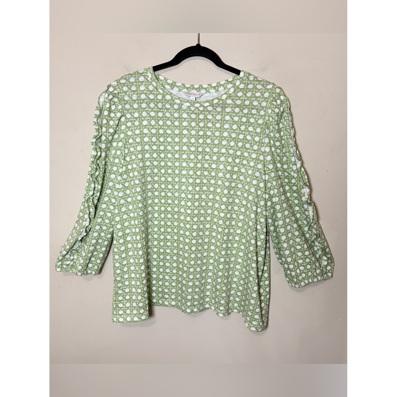 CROWN & IVY Vintage 3/4-Ruffle-Trim Sleeve Boho Top, XXL