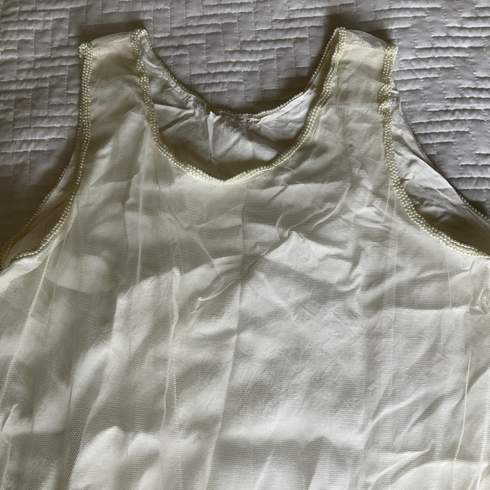 Vtg Wedding Bridal Shift Nightgown Swing Lace Tulle Size M? Handmade Unbranded