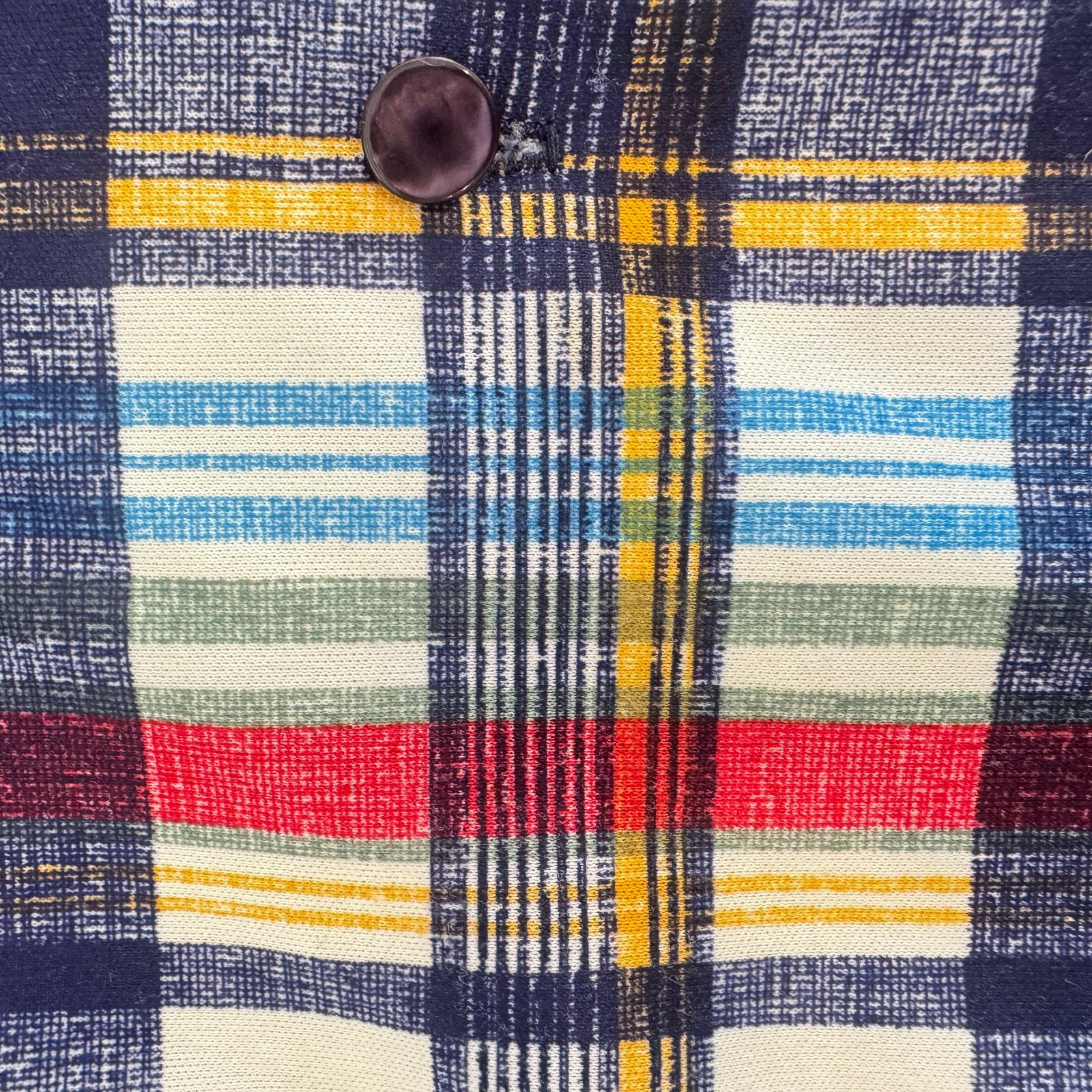 Vintage 70s Lady Graff Plaid Shirt Womens M Blue Red Button Front Retro Top Mod