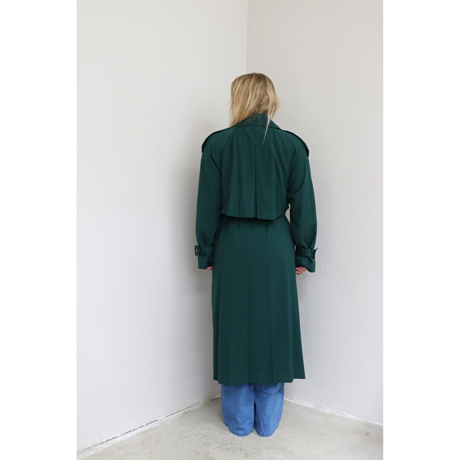 1980’s Vintage Classic Evergreen Full Length Belted Trench Coat ~ Women’s MD LG