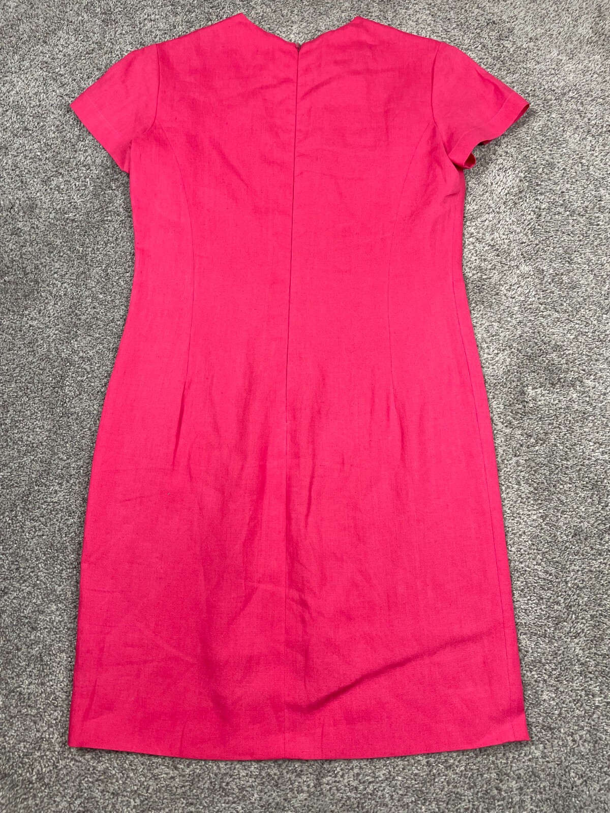 Vintage Ralph Lauren Dress Womens 8 Hot Pink Linen Sheath Preppy Classic Barbie