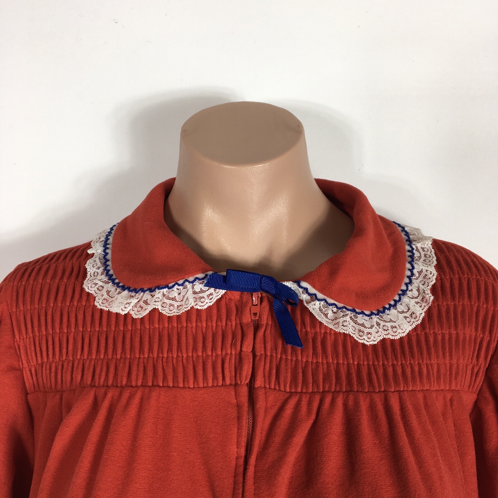 Vtg 70s Jennifer Dale NIGHTGOWN RED Floral Long Full Length Gown 13 ROBE UNION