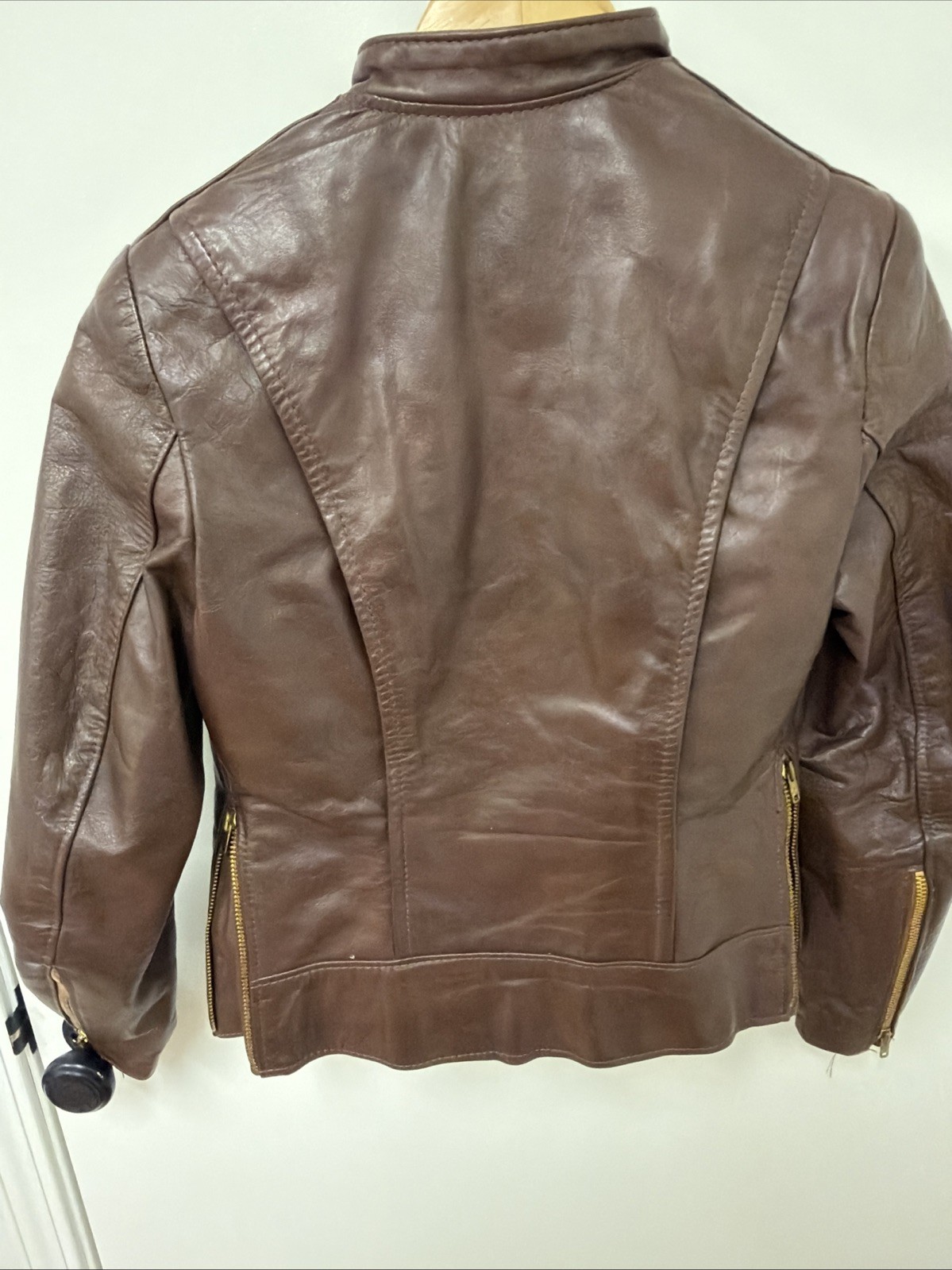 Vintage Brooks Leather Sportswear Jacket Size 30 Brown Cafe Racer Motorcycle