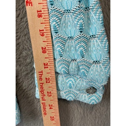 Vintage Marty Gutmacher 70s 3 Piece Set Blue Lace Knit Jacket Shell Pants Suit