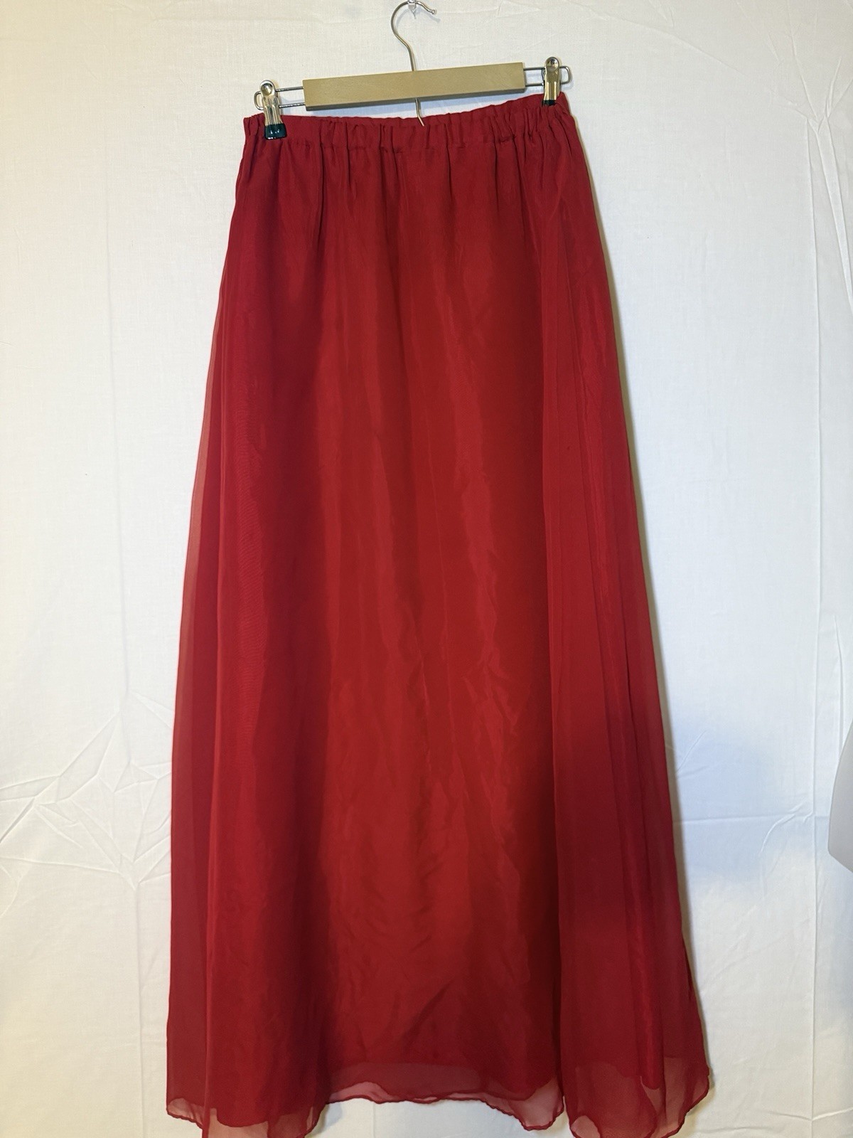 Vintage Mister Jay Red Sheer Mesh Overlay Maxi Skirt Small Chiffon Floor Length