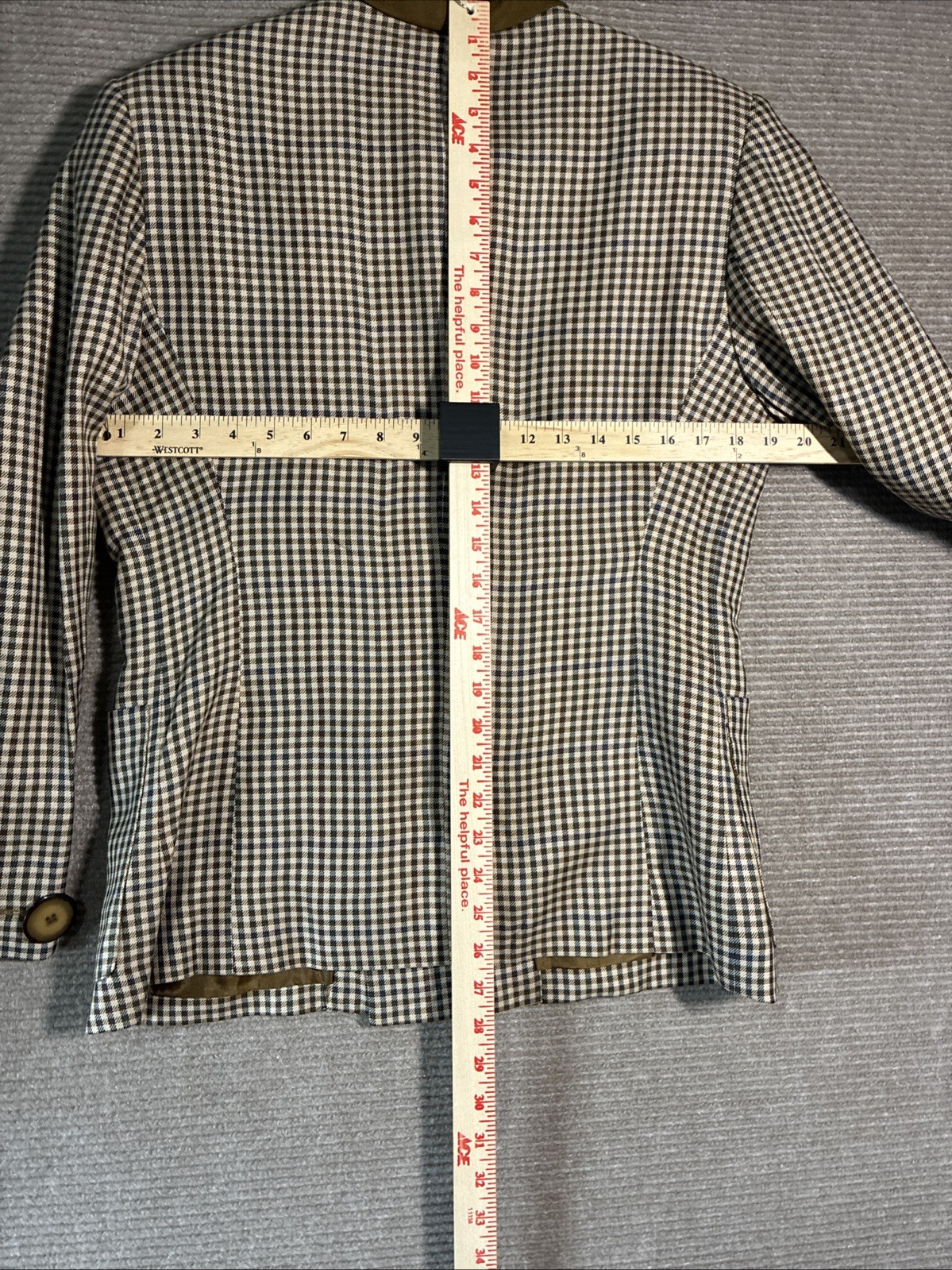 Vintage Harve Benard Double Breasted Blazer in Houndstooth Checked Brown And Blu