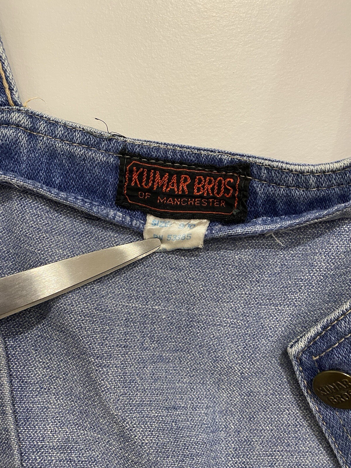 Vintage 70s/80s Kumar Bros Denim Jumper Overalls Dress Midi Rigid Denim Rare