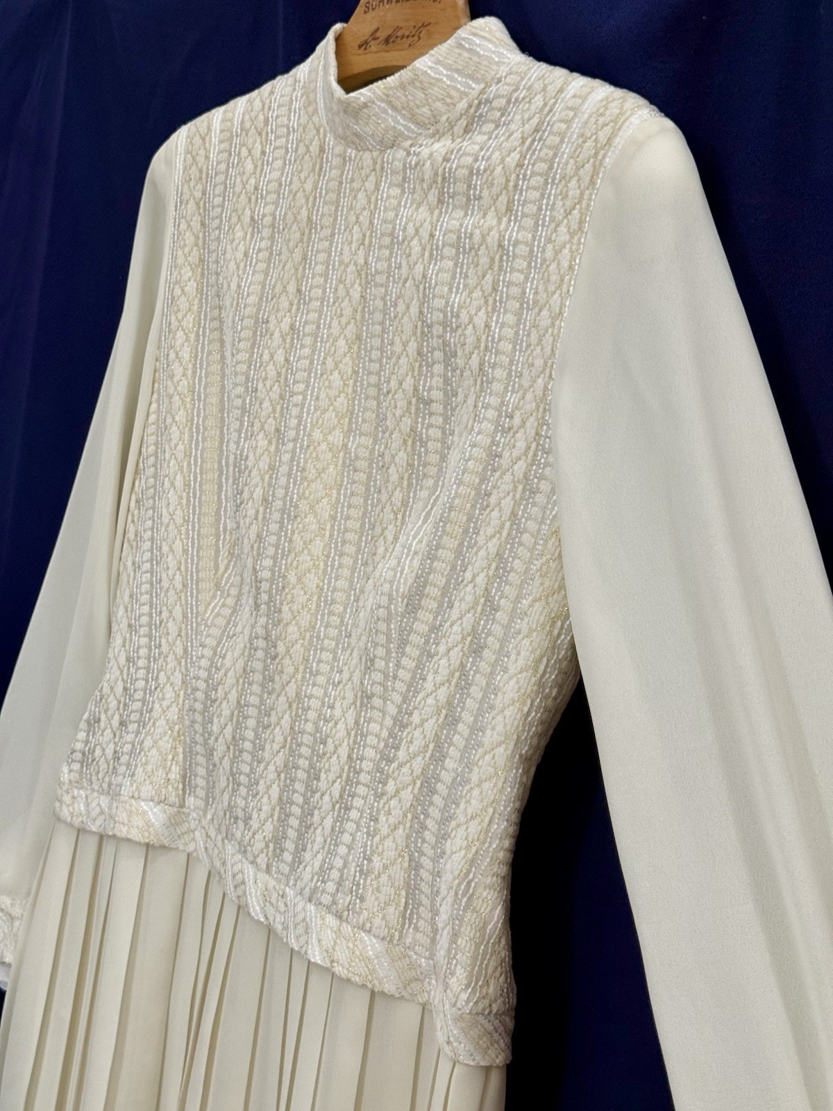 NWOT VTG 90s Clara Yoon Original Korea Designer Dress Quiet Luxury Gold Ivory M