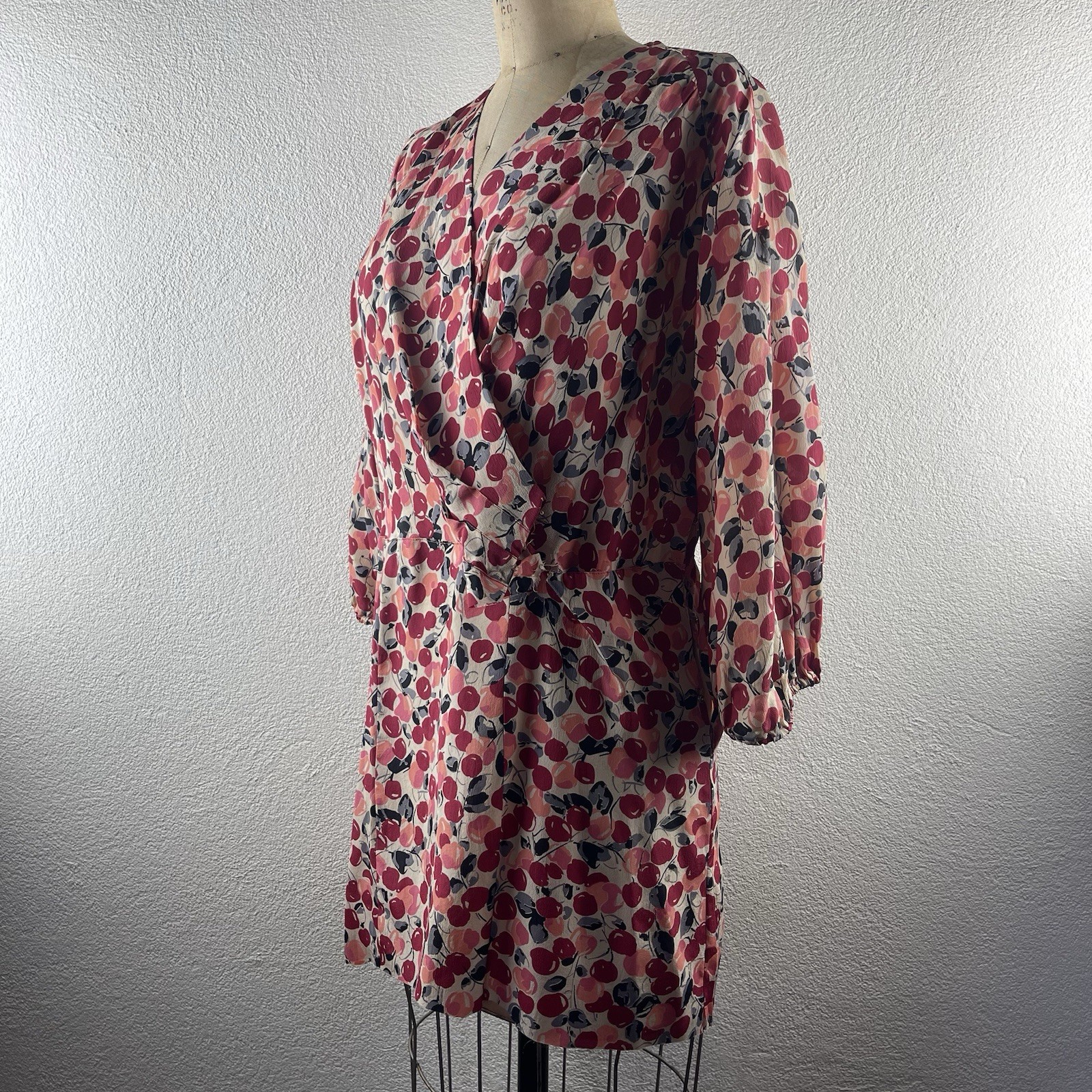 Vintage l 30s L Novelty Cherry Print Rayon Blouse Dress Fabric Remnant Repurpose