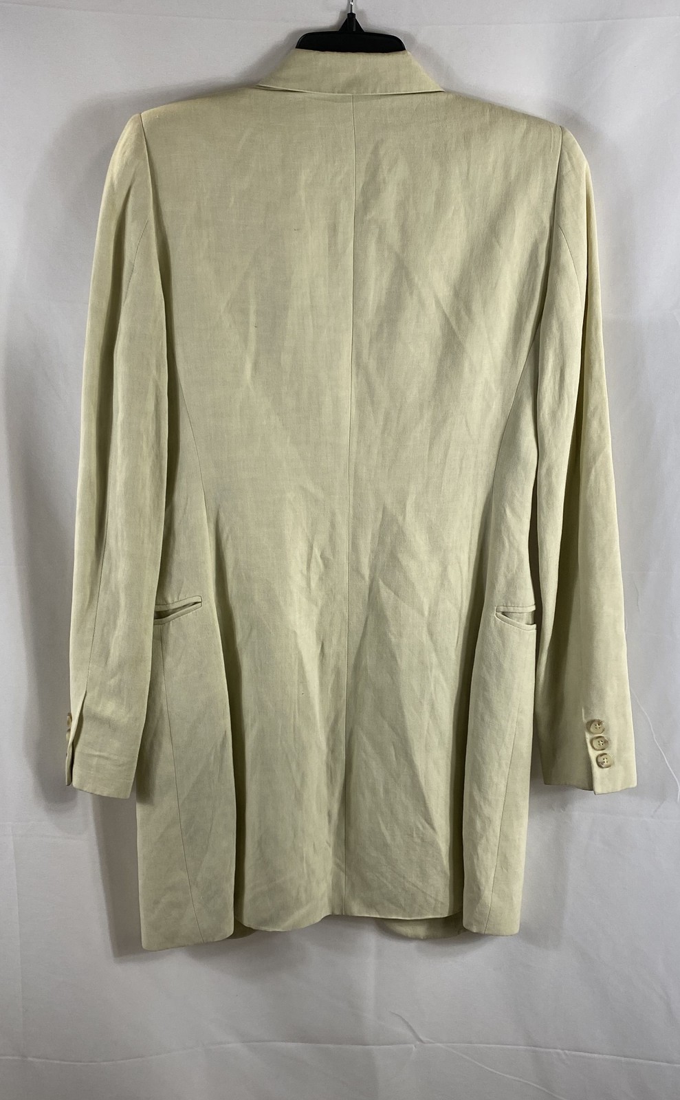 Vintage Dolce & Gabbana Women’s Cream Peaked Lapel Longline Blazer Sz M