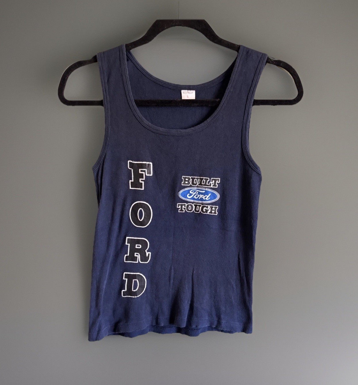 VTG 90s Sexy FORD Americana Wife Beater.bodycon Large.single Stitch