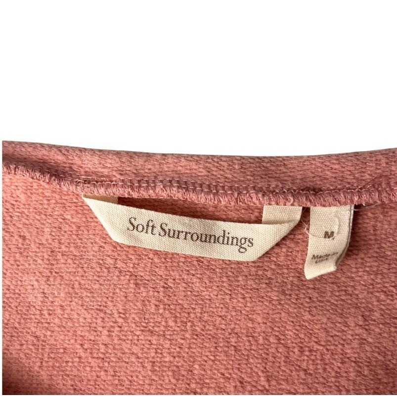Soft Surroundings Dusty Rose Cotton Tunic Top Snap Sleeve Made USA M Oversized