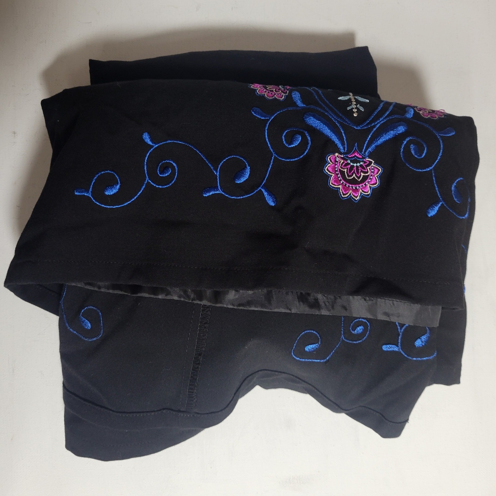 VTG Maggie Barnes Black Embroidered Maxi Skirt 5X Fairy Floral Cottagecore Boho