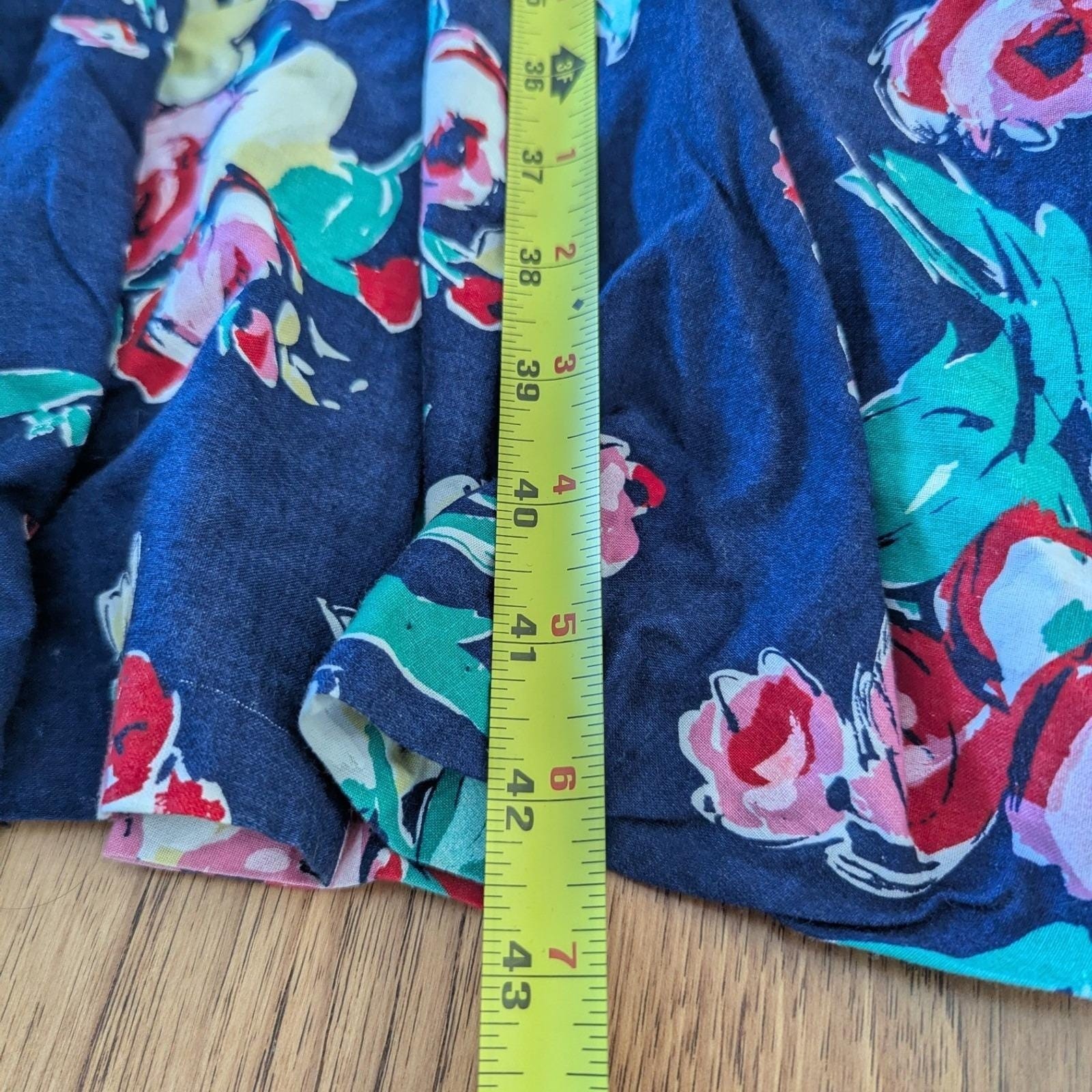 Vtg 80s Midi Dress Navy Pink Floral Drop Waist Piped Trim Short Sleeve Sz 10