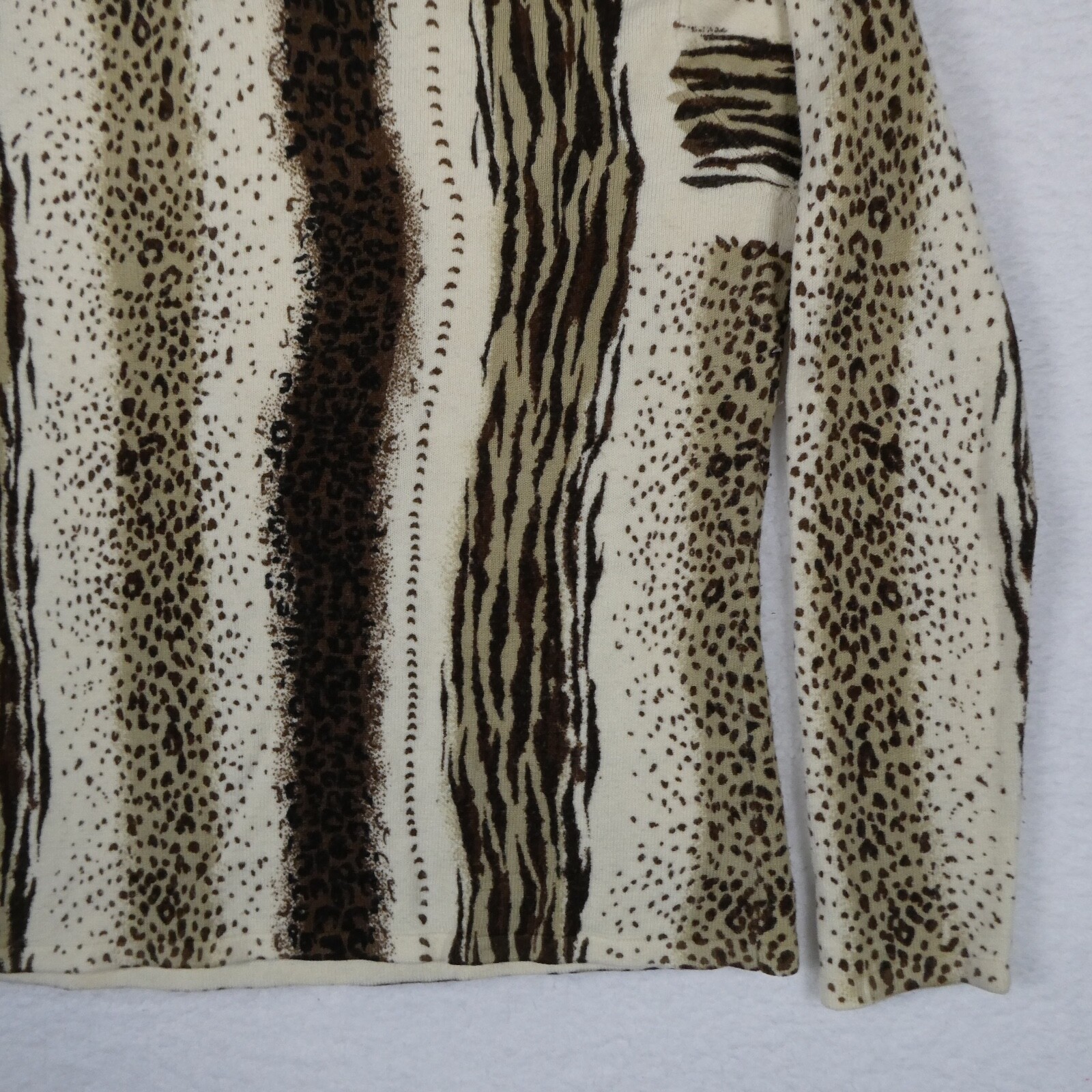 Vintage C.M. Shapes Sweater Women Size Medium Multicolor Leopard Print Pull Over