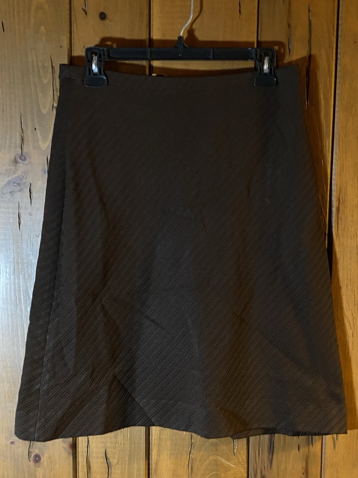 Vtg 60s 70s Kingsley Brown Diagonal Rib Knit A-Line Skirt Union Made