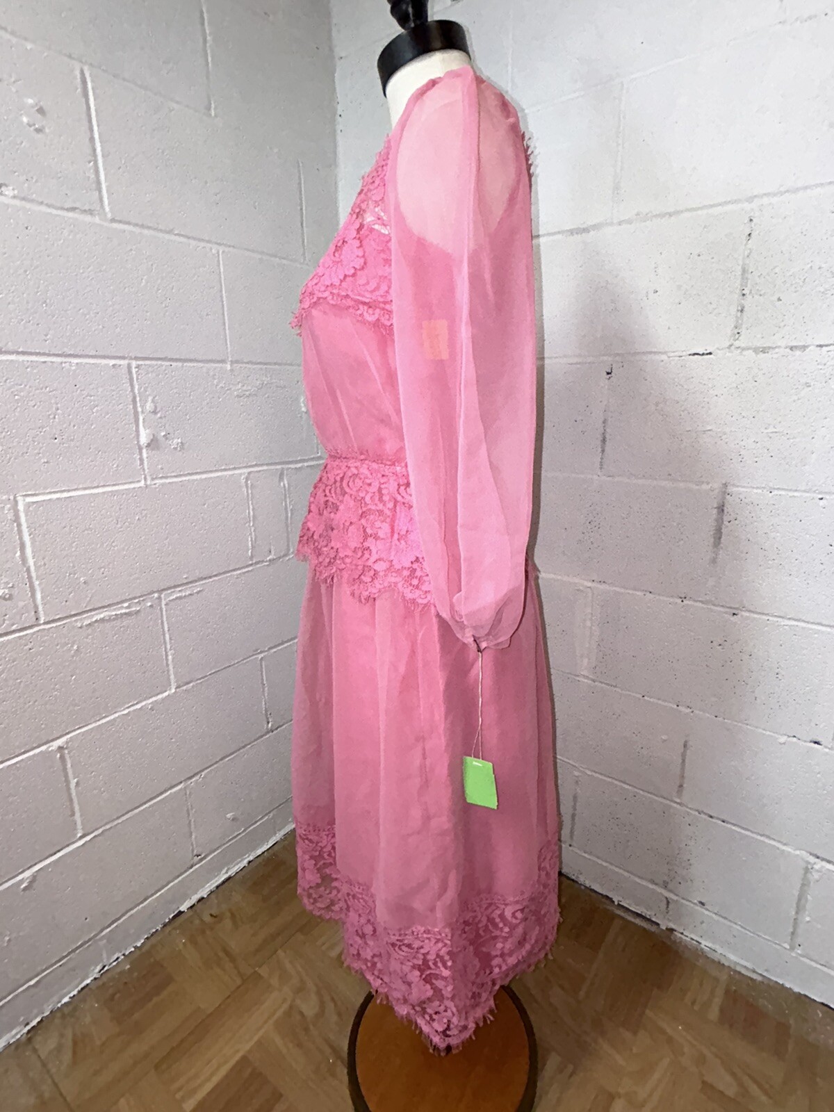 VTG Jc Penney Penny Pink 2 Piece Formal Raw Lace Dress Barbie NWT 80s 9/10 C1
