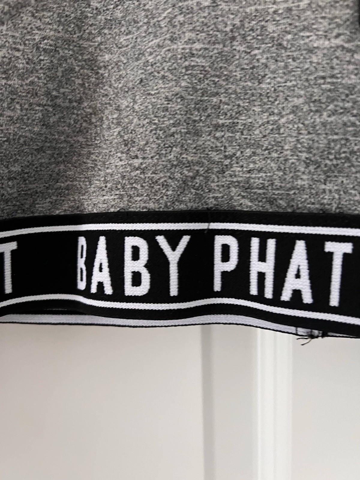 Y2K BABY PHAT Gray/ Yellow Women’s 2000s Cropped Hoodie Logo Trim Small