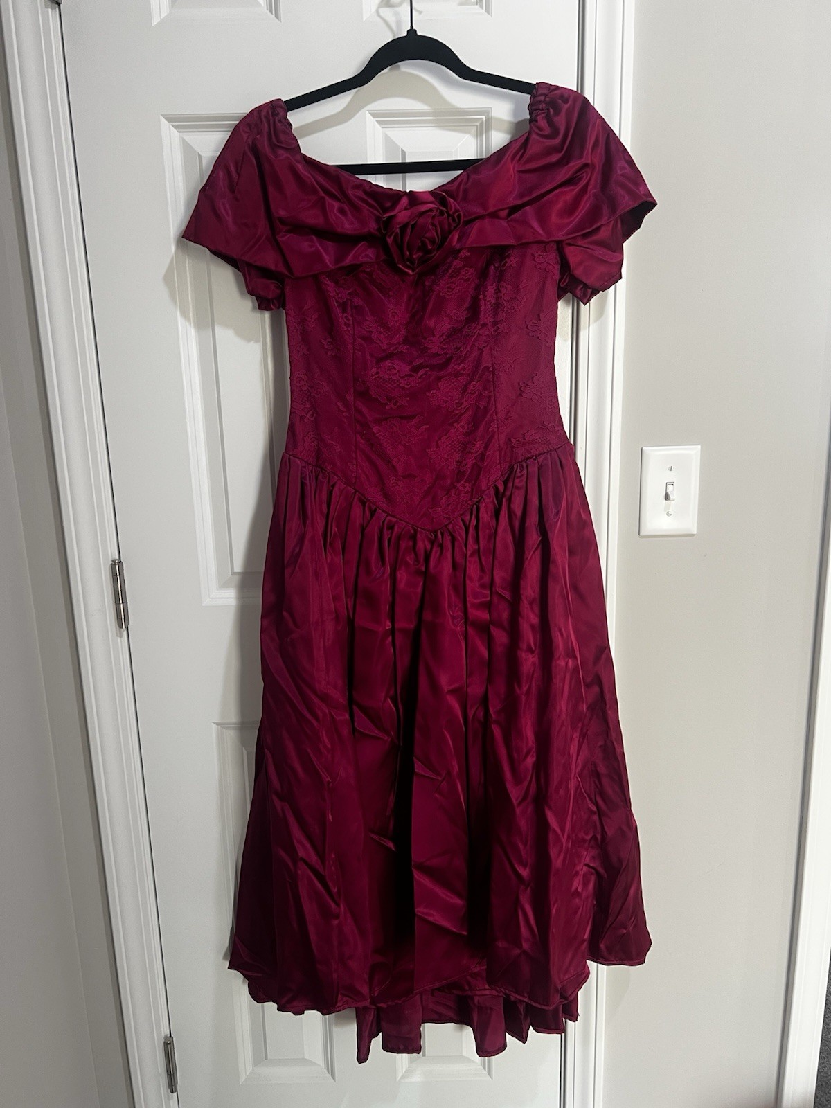 Vintage lace floral Magenta Pink Dress Size Small, Unlabeled