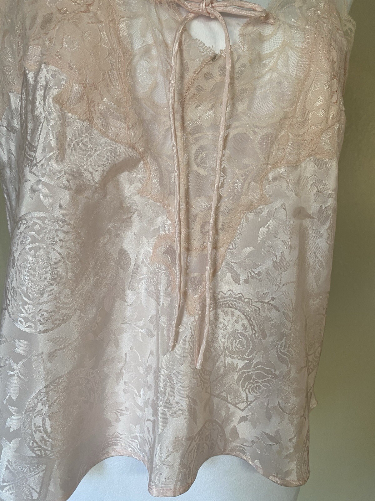 Vintage 1980s Victorias Secret Babydoll Pink Lace Camisole Tank Top Slip