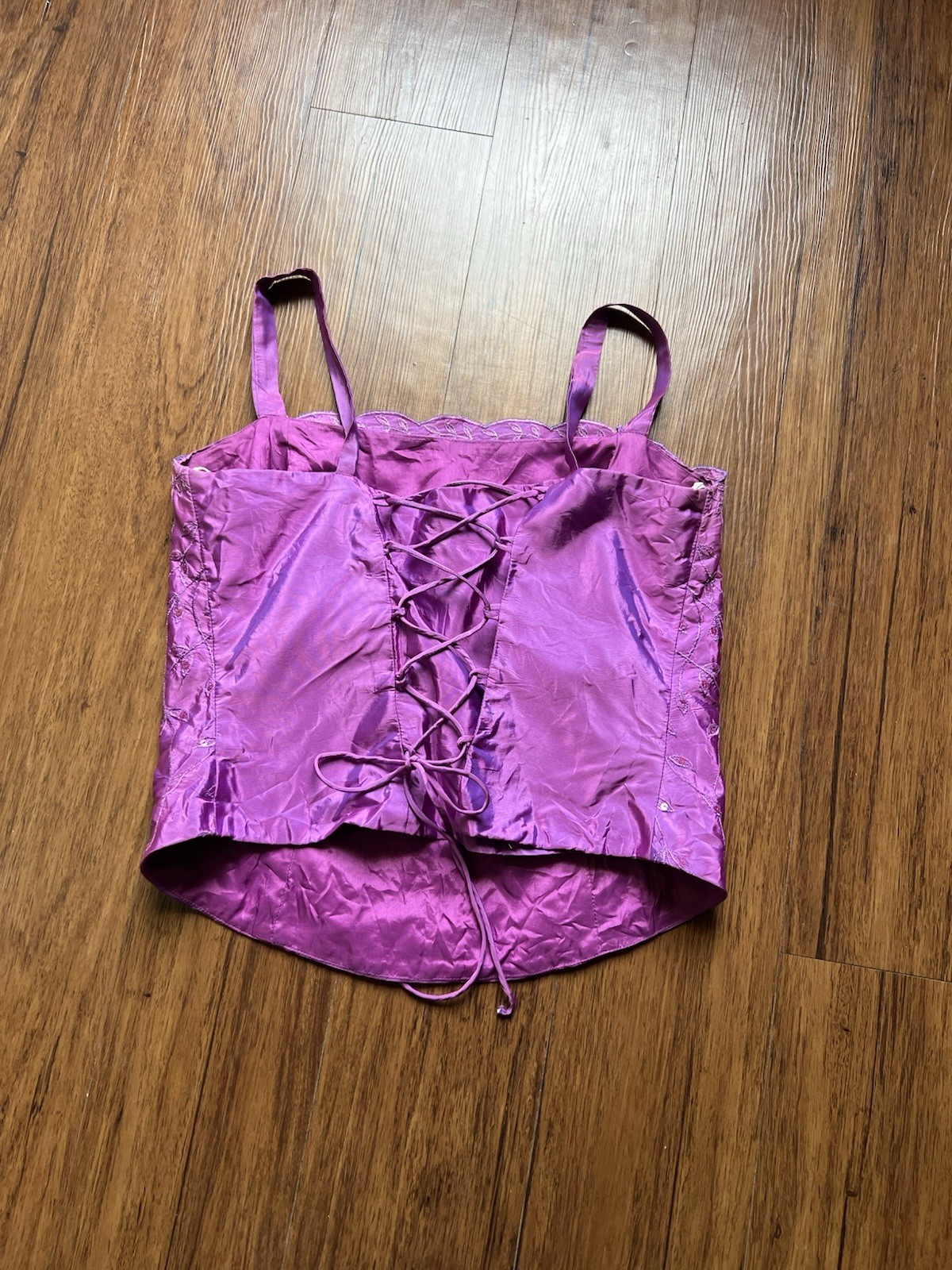 Vintage Dave & Johnny Corset Top Purple Iridescent Evening Embroidered Sequin 14
