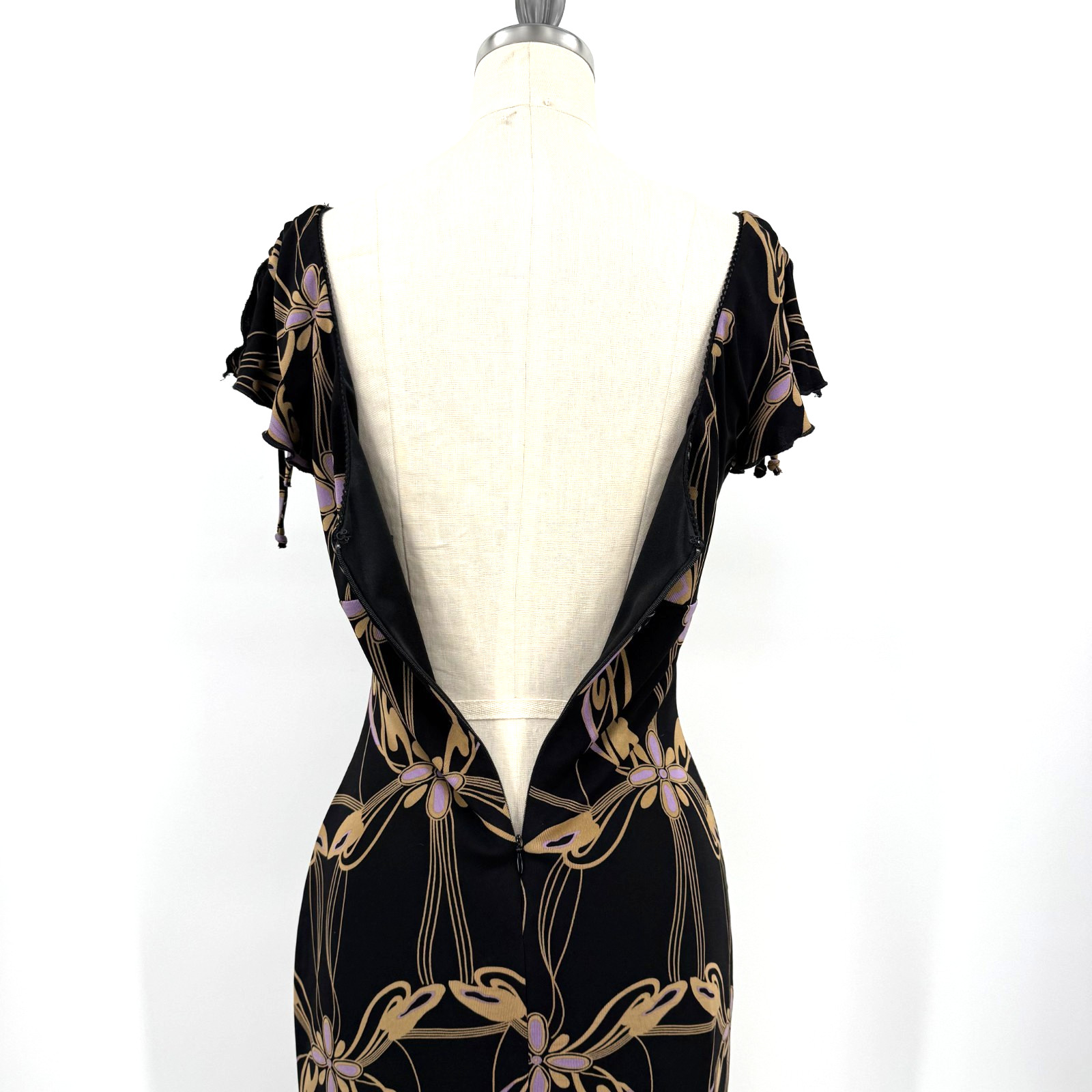 VTG 90s Y2K Guess Collection Dress Dark Art Nouveau Gothic Bodycon Midi USA