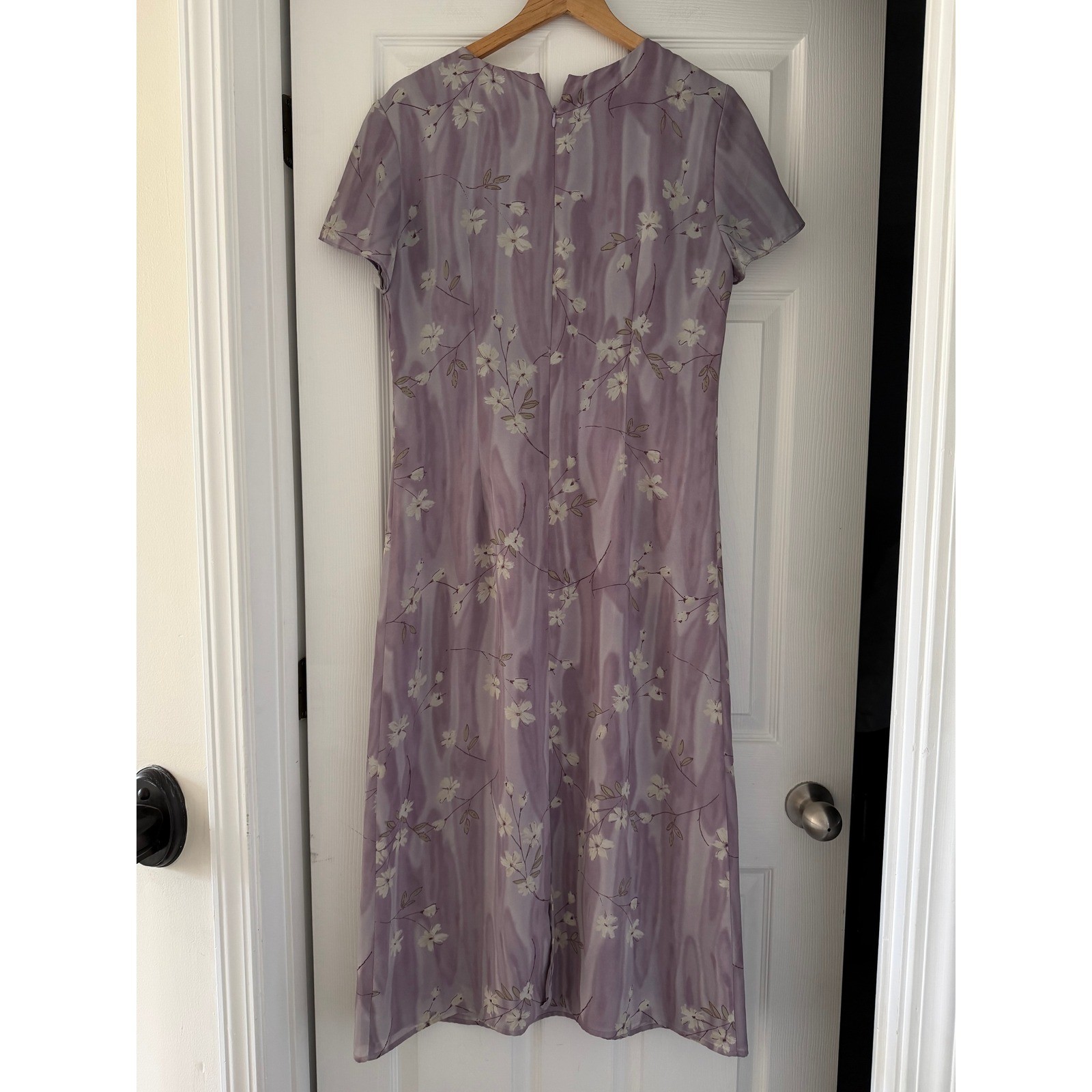 Vintage 90s Mom Sheer Floral Purple Maxi Dress Cottage Retro