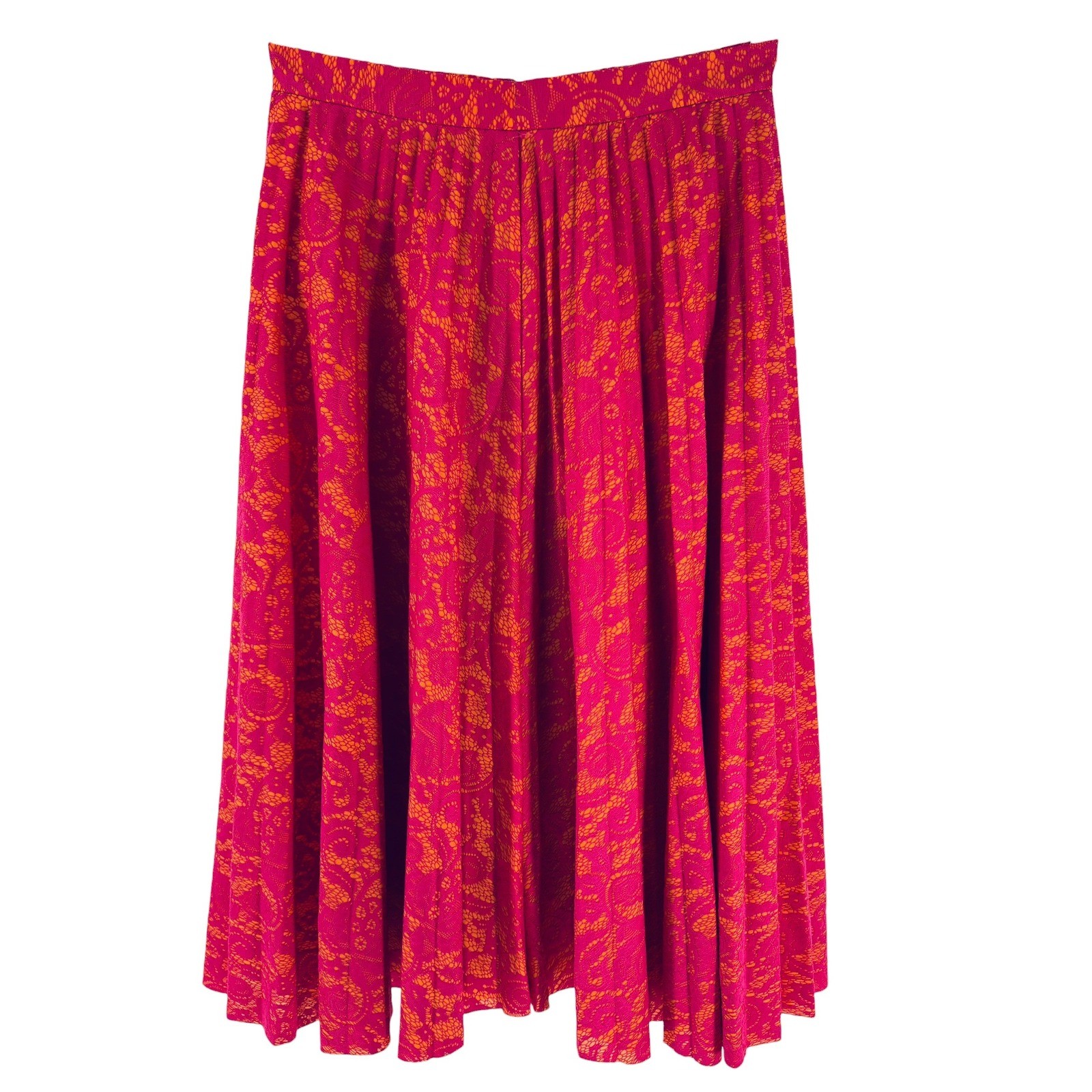 Anthropologie Maeve Pleated Midi Skirt XS Pink Orange Boho EUC
