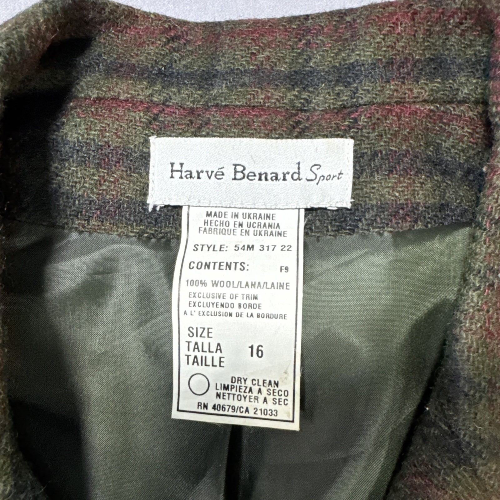 VTG Harve Benard Wool Coat Womens 16 Ukraine Dark Academia Elbow Patches Preppy