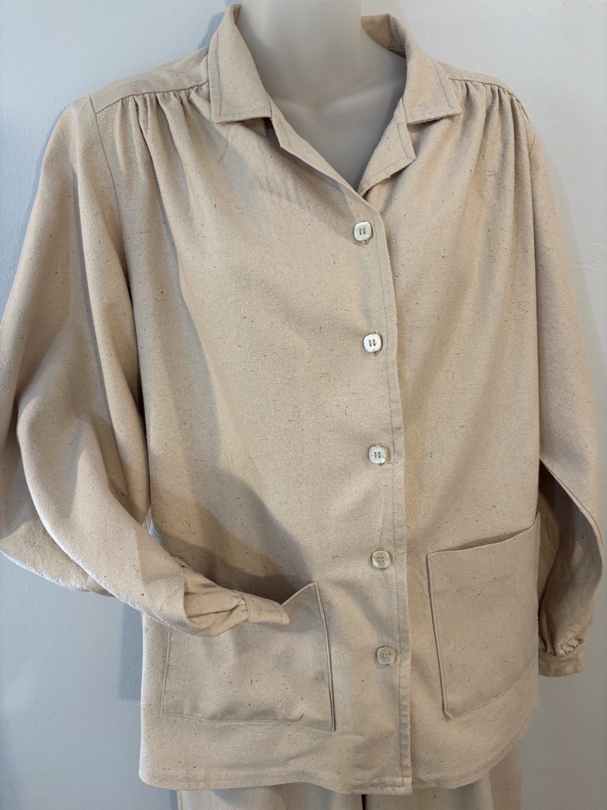 Roomy 70’s Vintage Pant Suit by Thimble Weeds nubby cotton vacation wear size M