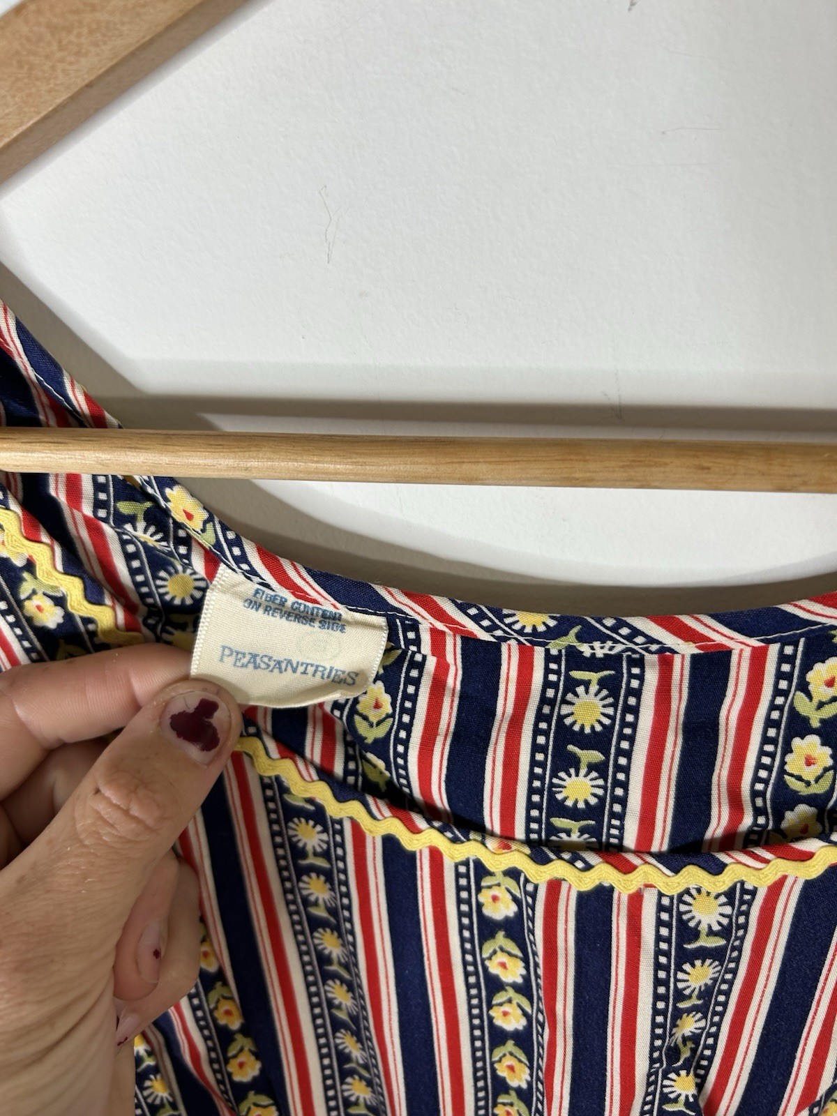 Vintage 1970’s Dress Women’s Red Striped Western Cowgirl Floral Prarie