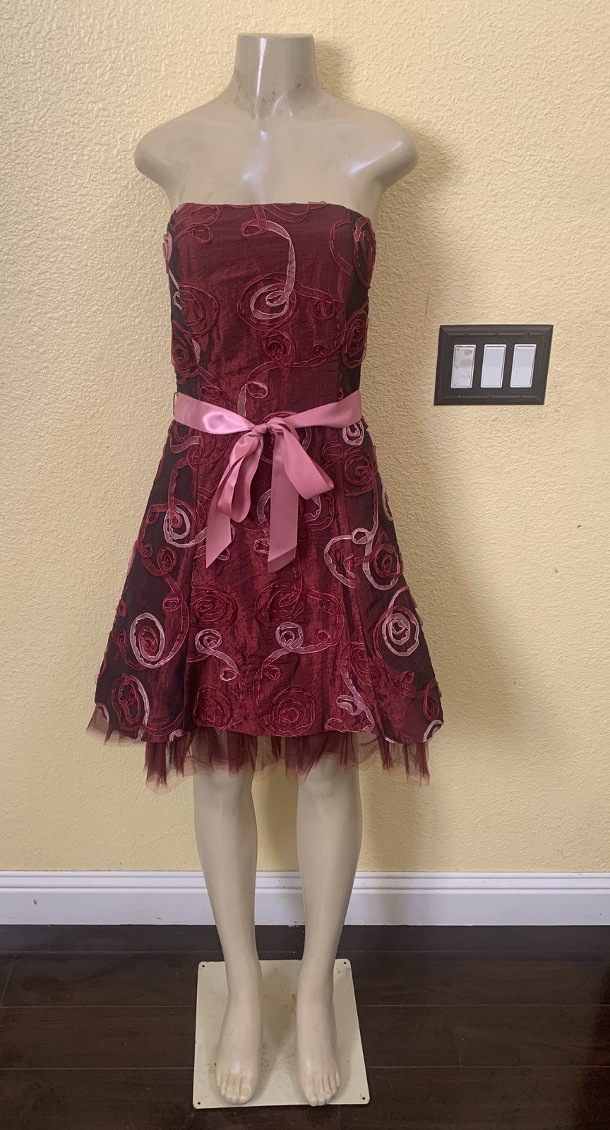 VTG Jessica McClintock Size 10 Knee Length Strapless Cocktail Dress