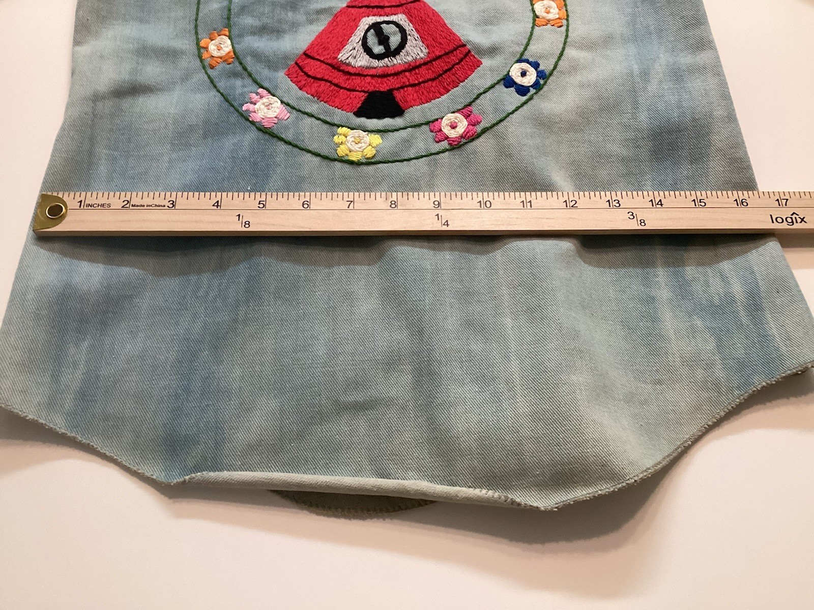 Vtg Hand Embroidered Snap Front Jean Jacket, 1972