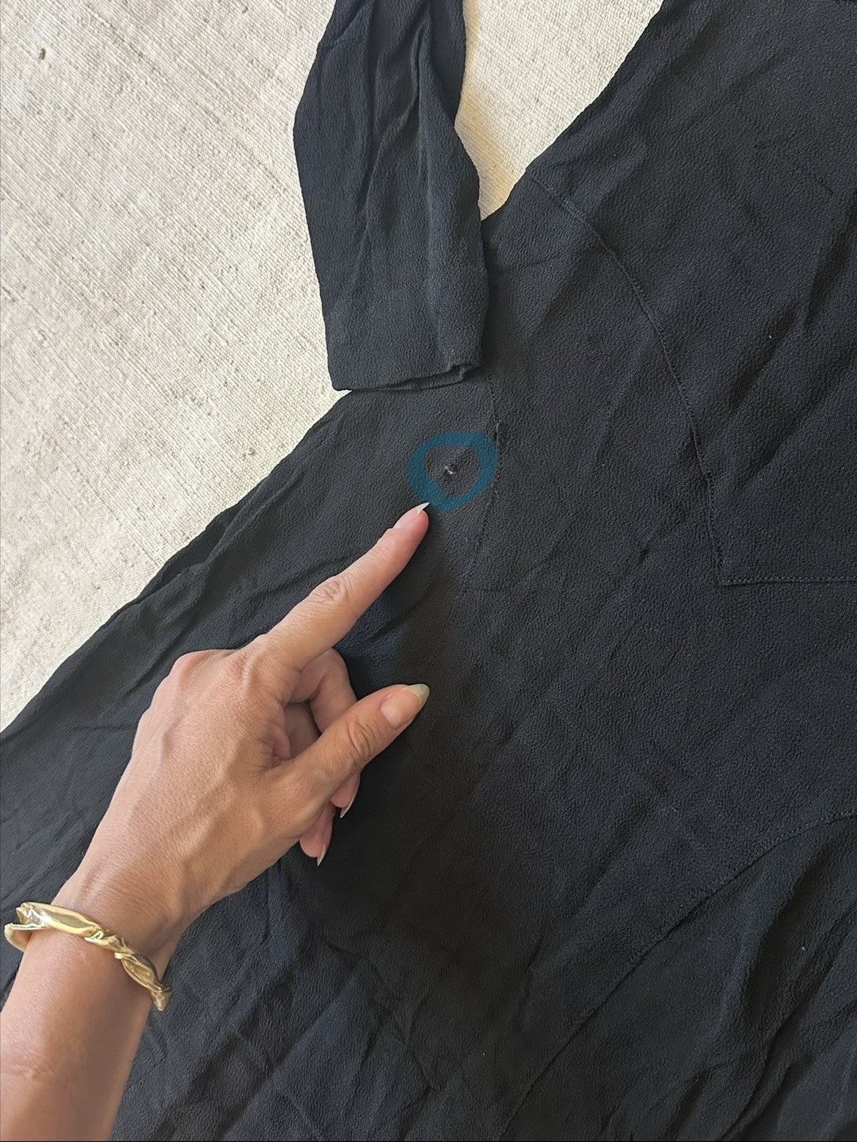 1930s Antique Vintage Handmade French Bias Cut Silk Crepe Black Dress XXS XS