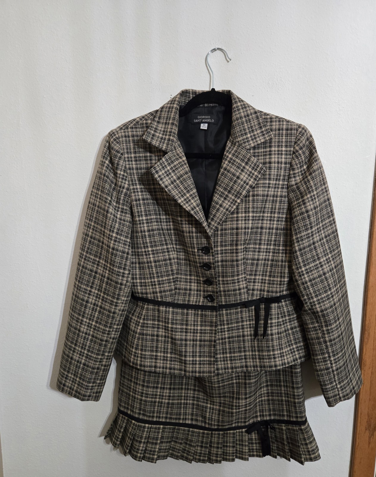 VINTAGE GIORGIO SAINT’ANGELO Women’s 2-Piece Jacket/Skirt Green Twead Sz 10