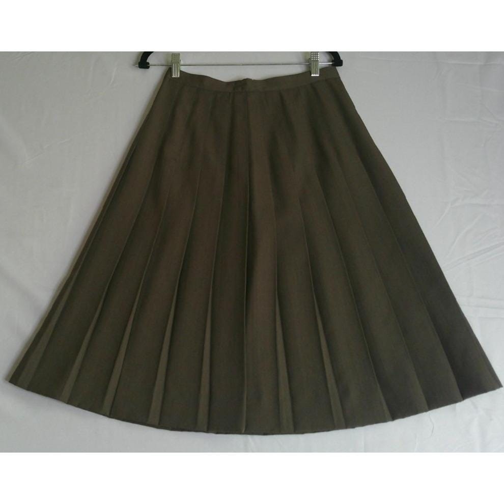 Michele Womens 11/12 Pleated Midi Skirt Brown Vintage ILGWU Made in USA Acadamia